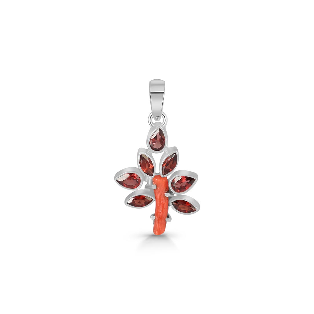 Red Coral & Garnet Pendant-(COR-P-23)